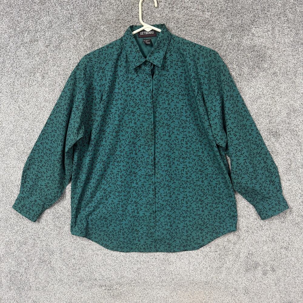 Liz Thomas Button Up Shirt M Floral Classic Cottagecore Grandmillennial Academic